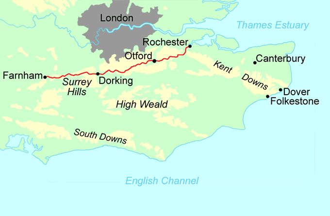 North Downs Way - West Section map